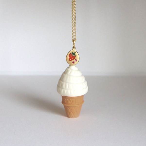 Strawberry Enamel Pendant