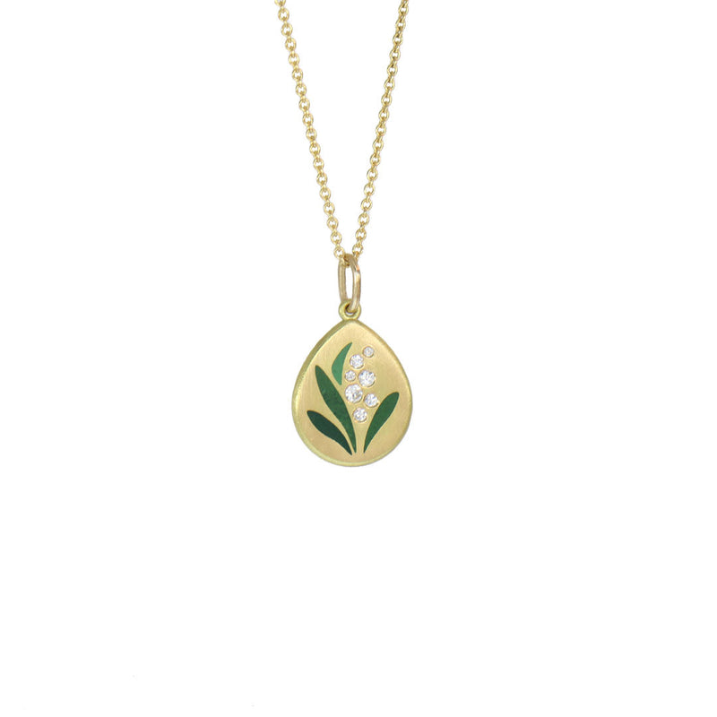 enamel 18k gold pendant with diamonds