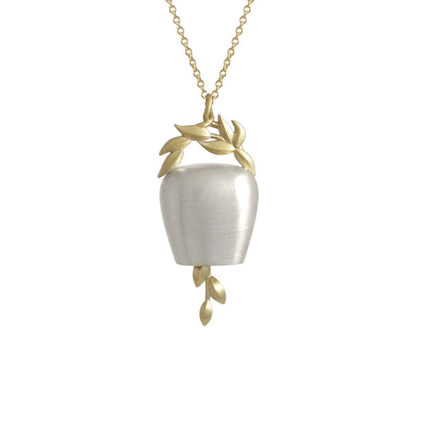 Two Tone Bell Pendant on a Gold Chain