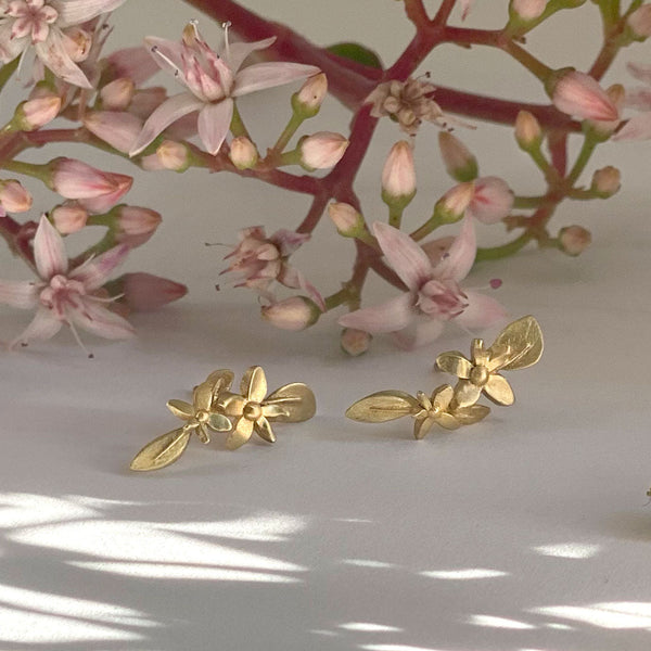 Ready to ship, Blossom Garland Studs - 18k Gold