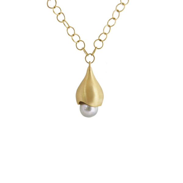 Akoya Pearl Pendant Gold Chain Necklace